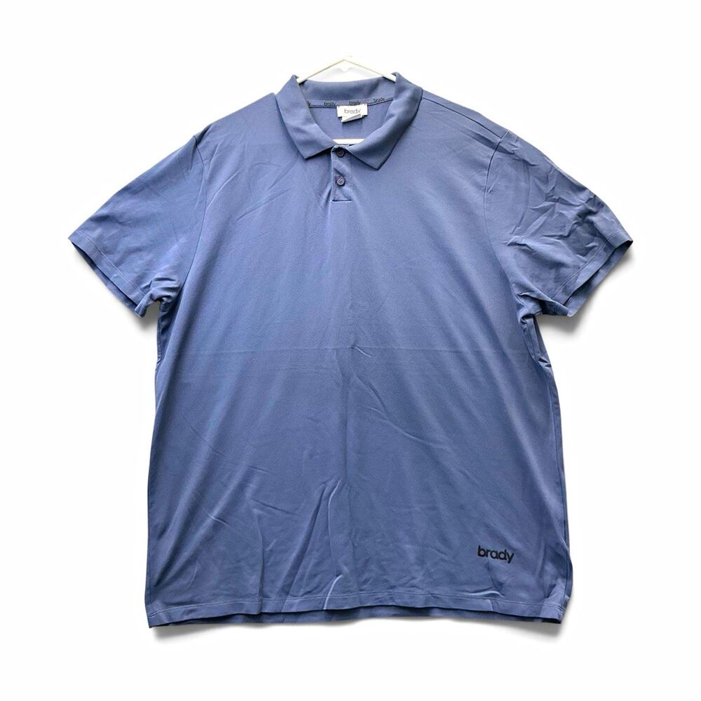 Brady Live. Men's Polo Shirt XXL Blue Solid Short Sleeve Collared Logo Button